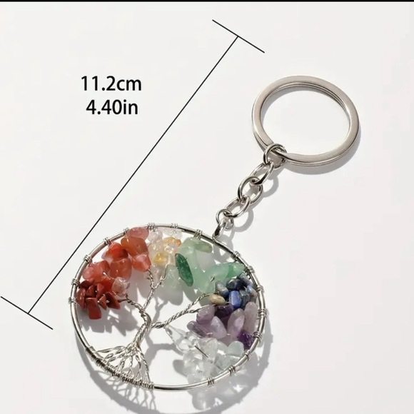 NEW Tree of life natural stone gold keychain - Picture 2 of 3